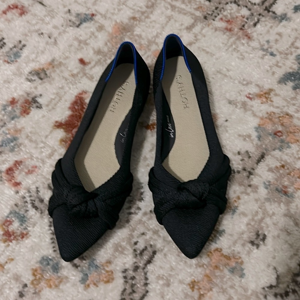 Rothy's Black Flats with Blue Trim